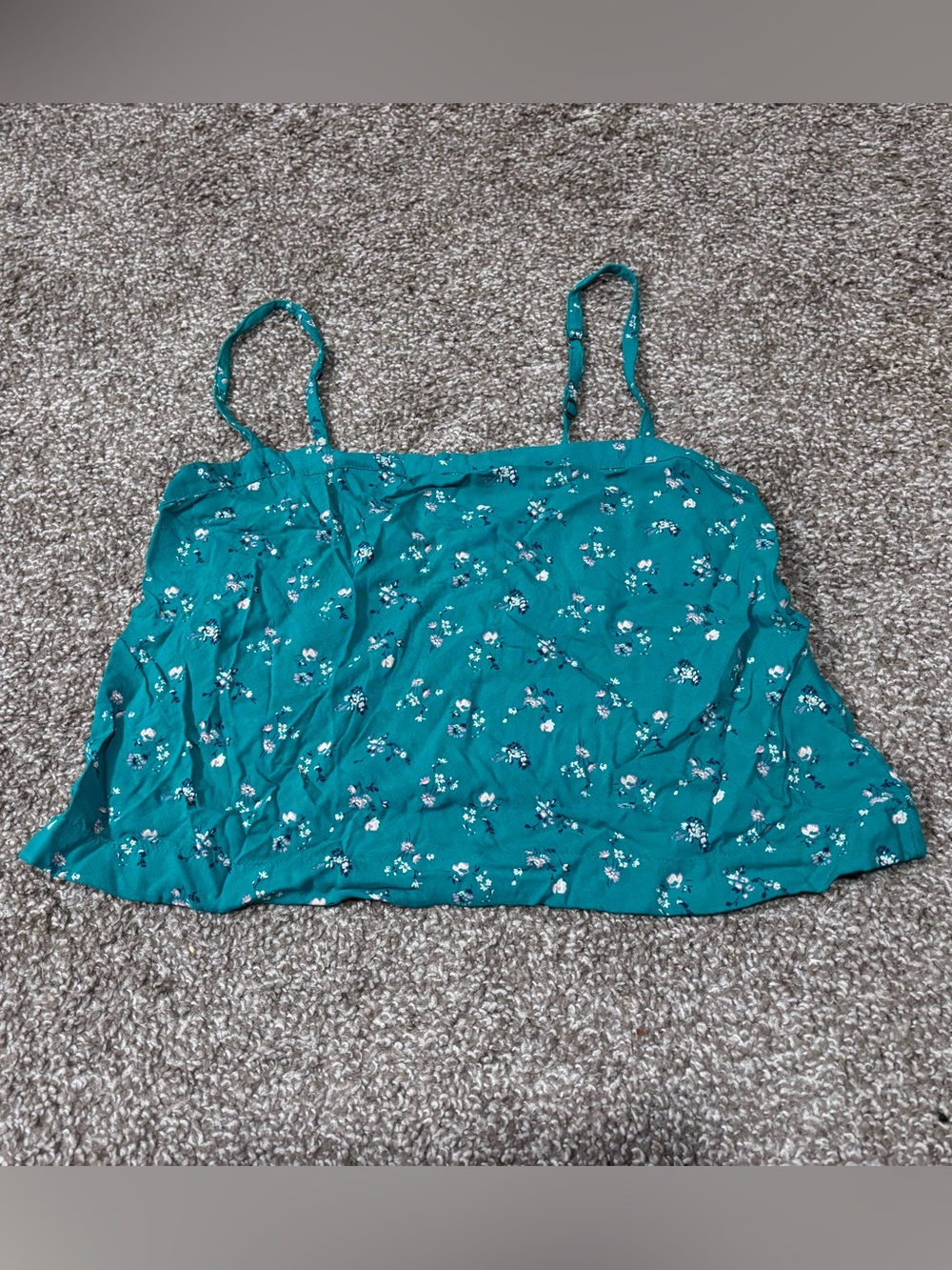 Hollister Teal Floral Spaghetti Strap Cami